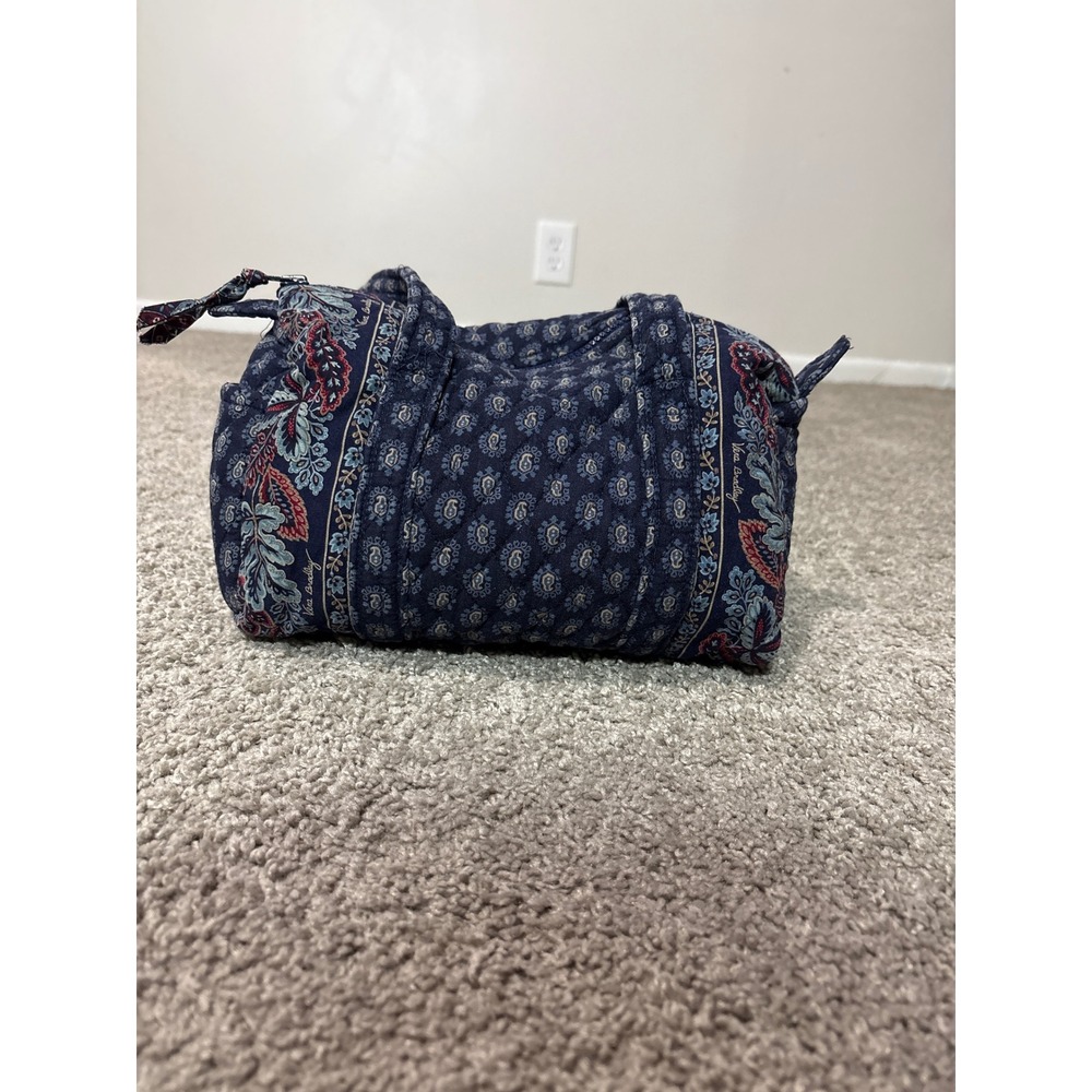 Vera Bradley Quilted Cotton Cosmetic Bag Navy Blue Paisley Travel Toiletry Pouch - Picture 4 of 9